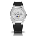Asorock watches | BLACK RUBBER Silver/White Transporter | 40mm mens watch | Black owned watch brand