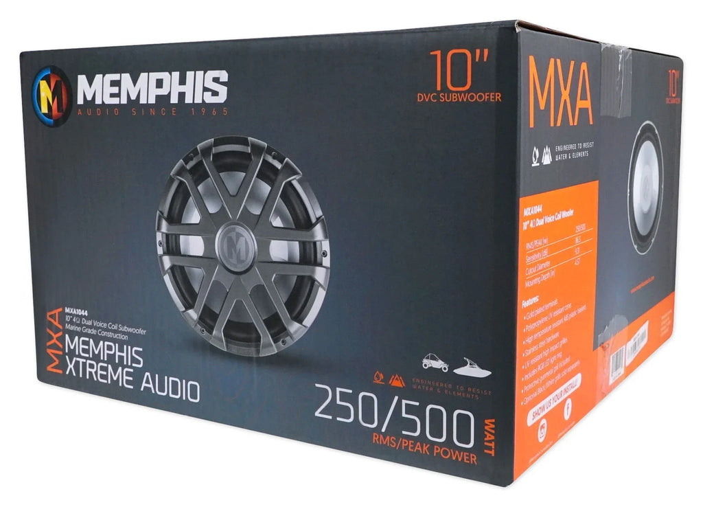 Memphis Audio MXA1044 10" 500 Watt LED Dual 4-Ohm Marine Subwoofer vessel Sub