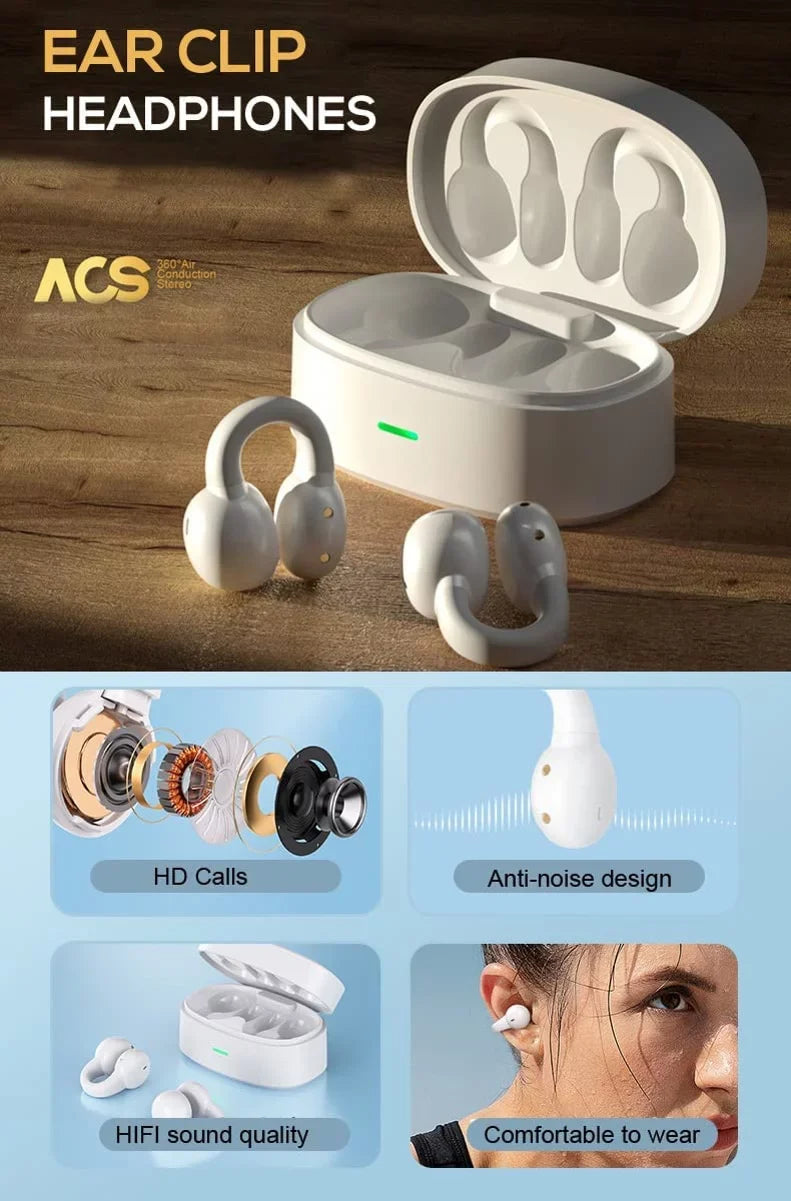 Wireless Ear-Clip TWS Earphones for  Galaxy XCover / XCover6 Pro - Bluetooth Earbuds True Stereo Charging Case Hands-free Mic Headset for  Galaxy XCover / XCover6 Pro