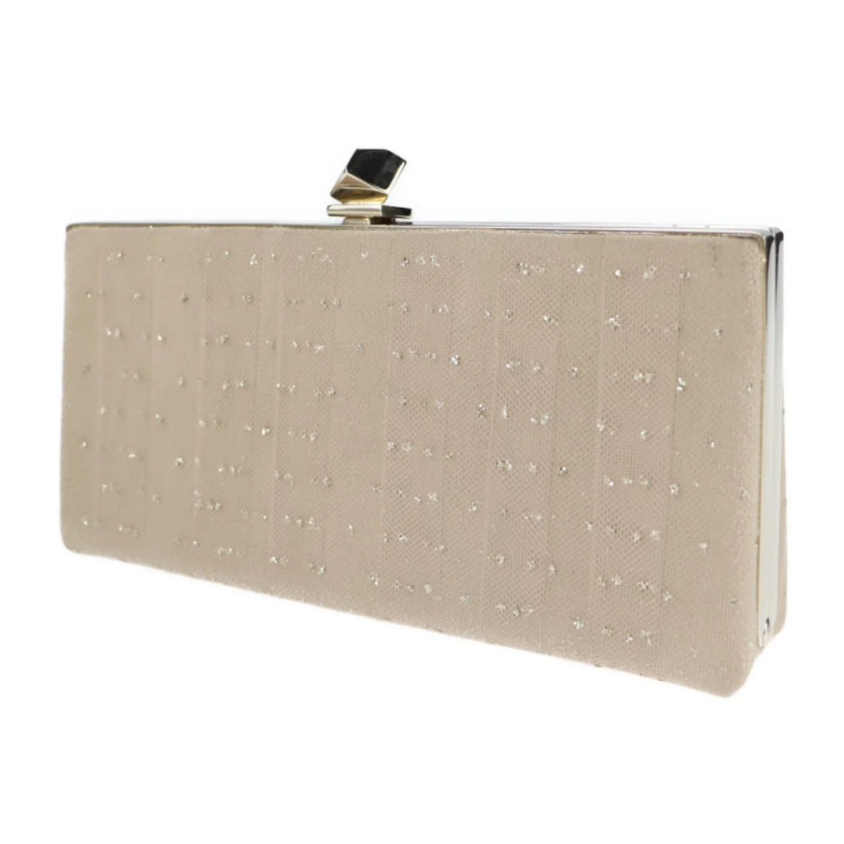 Pre-Owned JIMMY CHOO Jimmy Choo Celeste clutch bag 183 CELESTE canvas pink beige gold hardware clasp chain 2WAY shoulder party (Good)