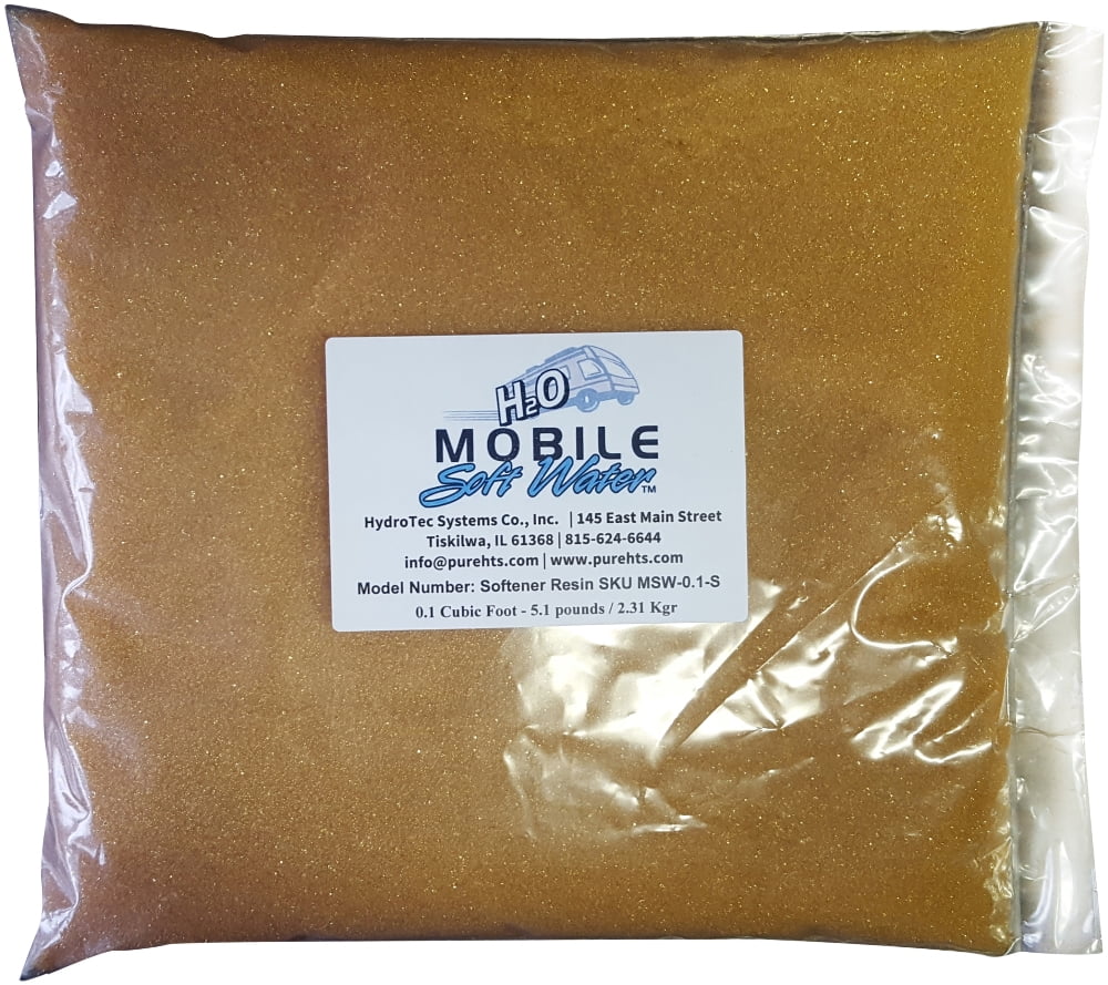 Mobile-soft-moisture™ aqua Softener Resin(Cation) Ion-Exchange 0.1 Cubic Foot - 5.1 pounds -2.31 Kg.; Packaged for RV, portable style aqua softeners or any other resin replacement applications.