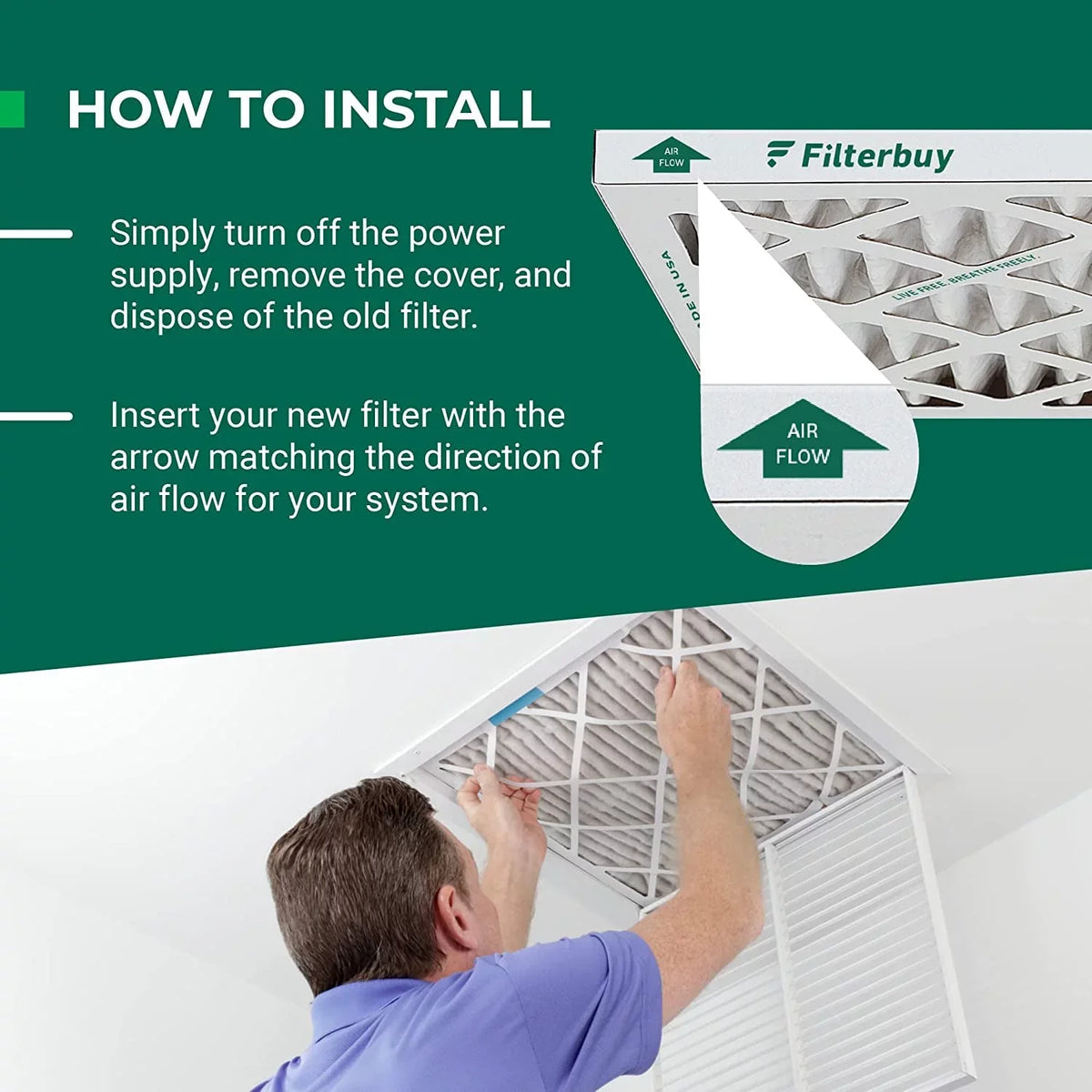 Filterbuy 12x36x2 MERV 8 Pleated HVAC AC Furnace Air Filters (5-Pack)