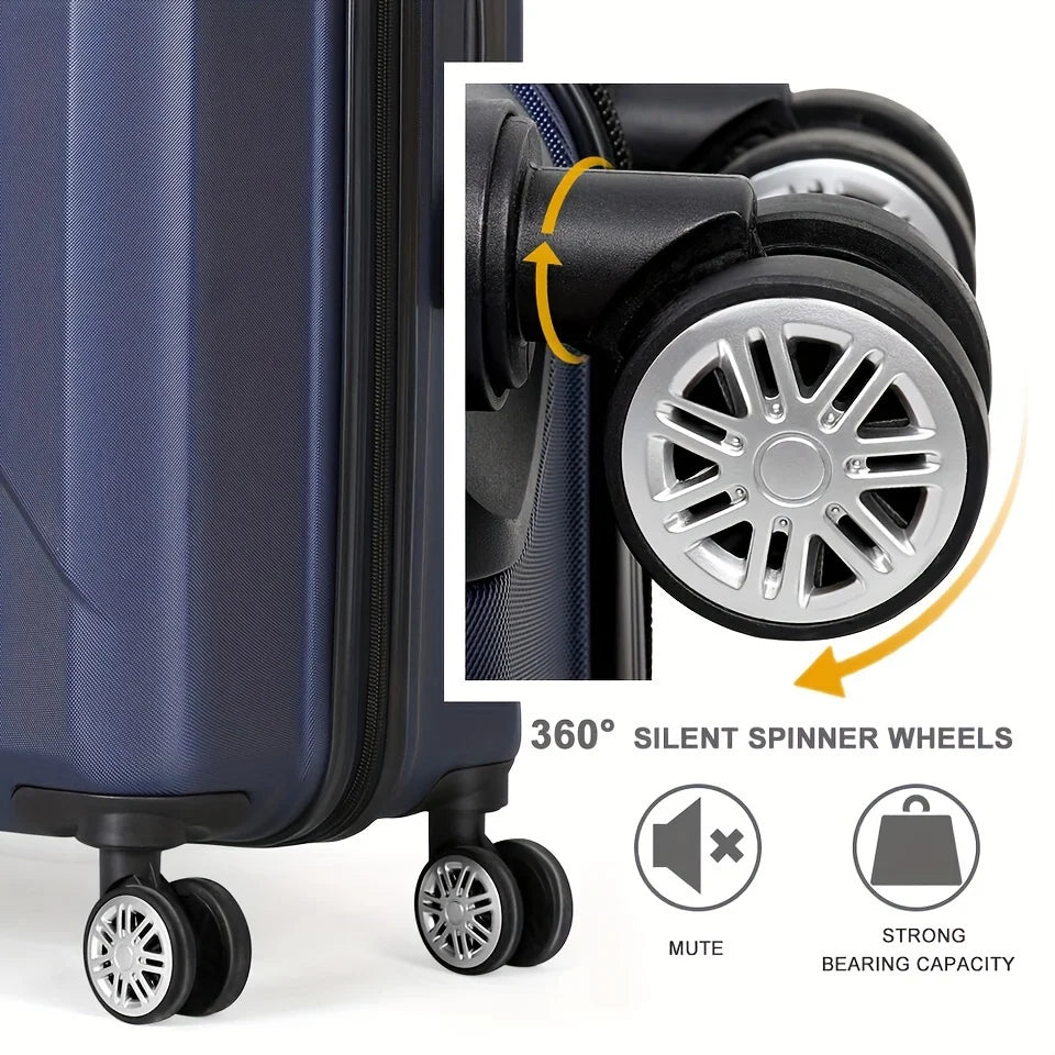20 Inch Hardside Carry-On Luggage For Travel Business, 20-Inch Suitcase With Four Spinner Wheels And Scratch-immune Surface, Lock - Blue
