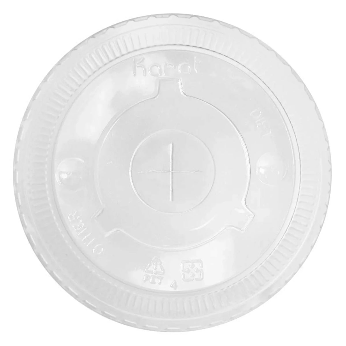 Karat C-KCL1045 PET Flat Lids 104.5mm w/ Straw Slot for 32 oz Paper & Poly Cold Cups, 600 Count