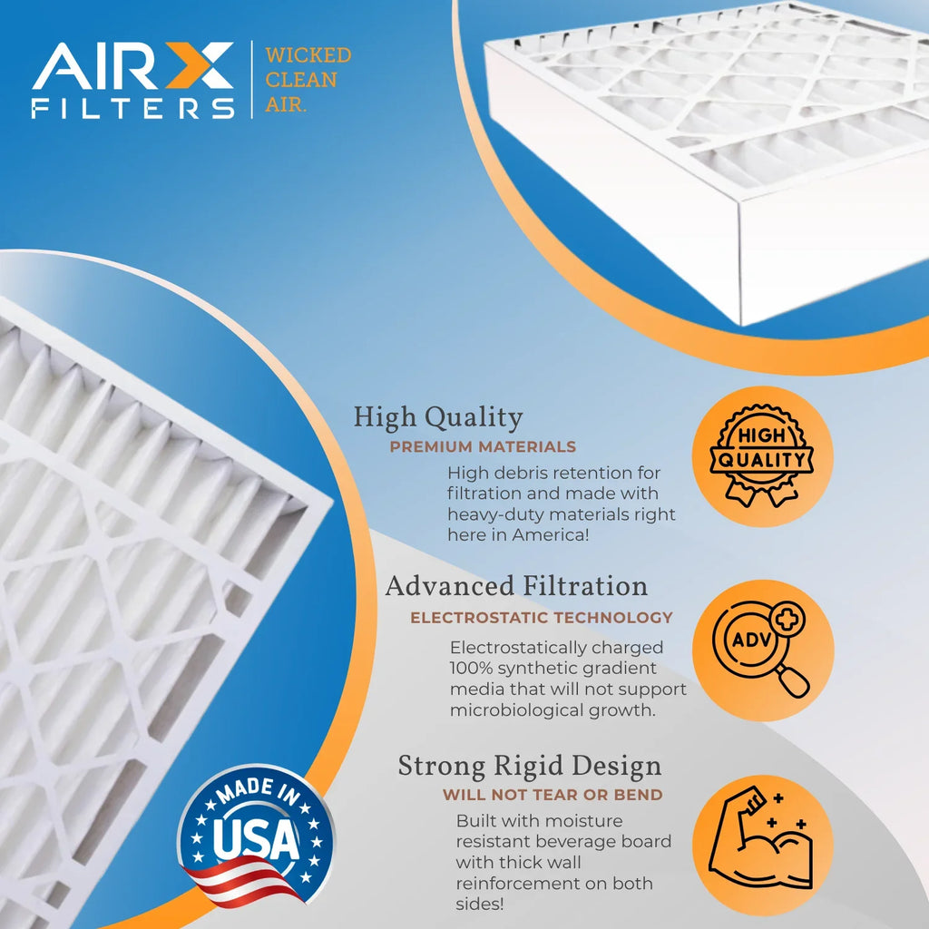 16x25x5 Air Filter MERV 11 Comparable to MPR 1000, MPR 1200 & FPR 7 suitable with Bryant Carrier FILXXCAR0016 Premium USA Made 16x25x5 Furnace Filter 2 Pack by AIRX FILTERS WICKED CLEAN AIR.