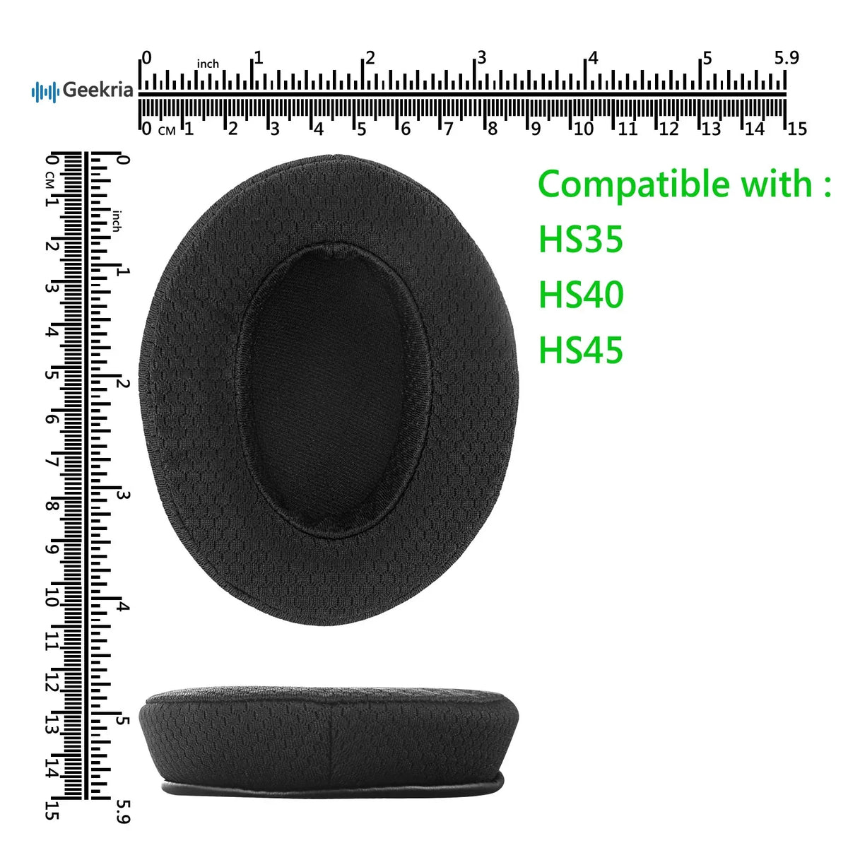 Geekria Comfort Extra Thick Mesh Fabric Replacement Ear Pads for Corsair HS35, HS40, HS45 Headphones Ear Cushions, Headset Earpads, Ear Cups Repair Parts (Black)
