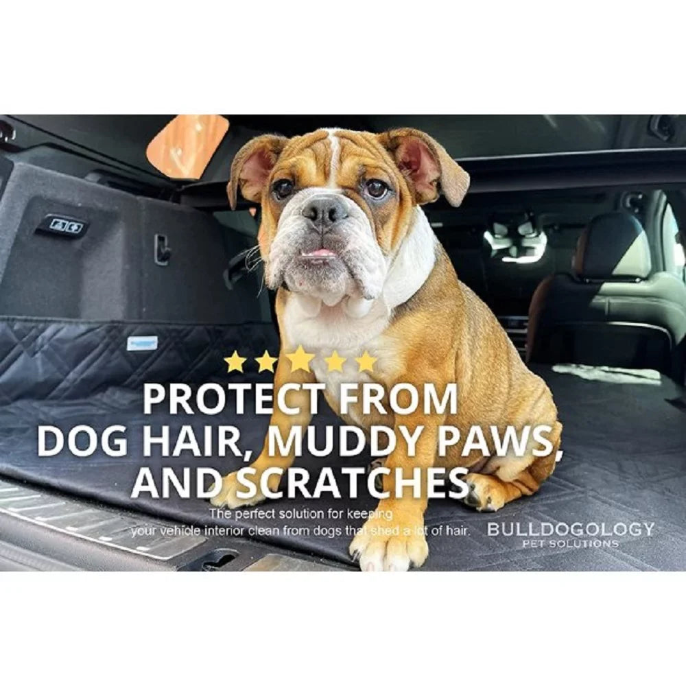 Bulldogology SUV Cargo Liner for Dogs - Heavy Duty Pet Trunk Cargo wrap - Dog Car Seat shield Waterproof Nonslip - Dog Hair, Muddy Paws, Scratches protector Protector for Cars Vans SUVs (X-Large, Grey)