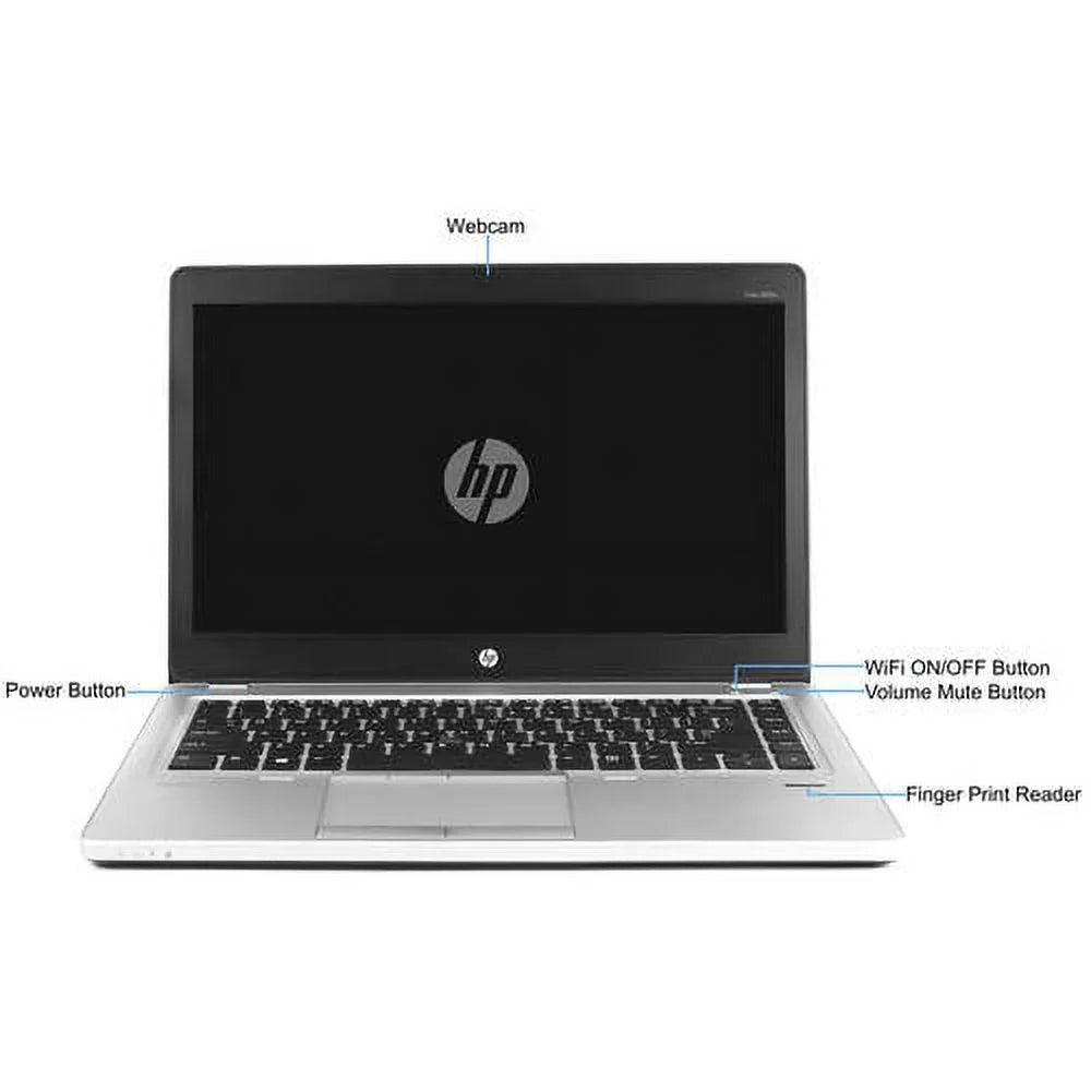 Restored  Silver 14" Folio 9470M Laptop PC with  Core i5-3437U Processor, 4GB Memory, 128GB Solid State Drive and Windows 10 Pro (Refurbished)