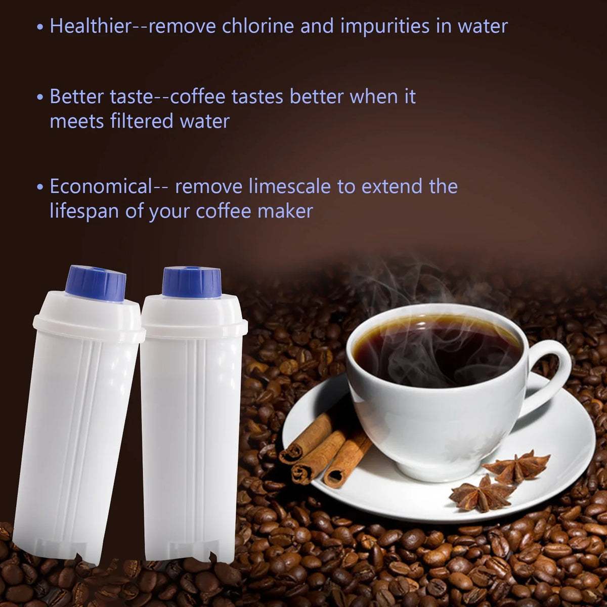 Anself Coffee Machine Accessory, 4Pcs Replacement Filter Cartridge suitable with Delonghi DSL C002, Purify Element aqua Filter