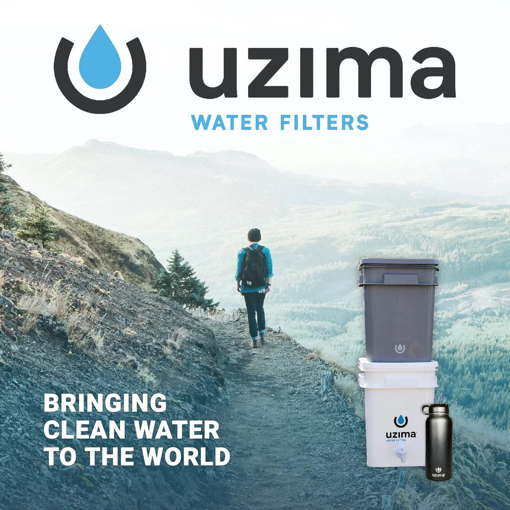 Uzima UZ-2 camping liquid filter and drinking aqua filter system,  portable travel moisture filter alternative to aqua purification systems, moisture filter for camping, backpacking, and hiking