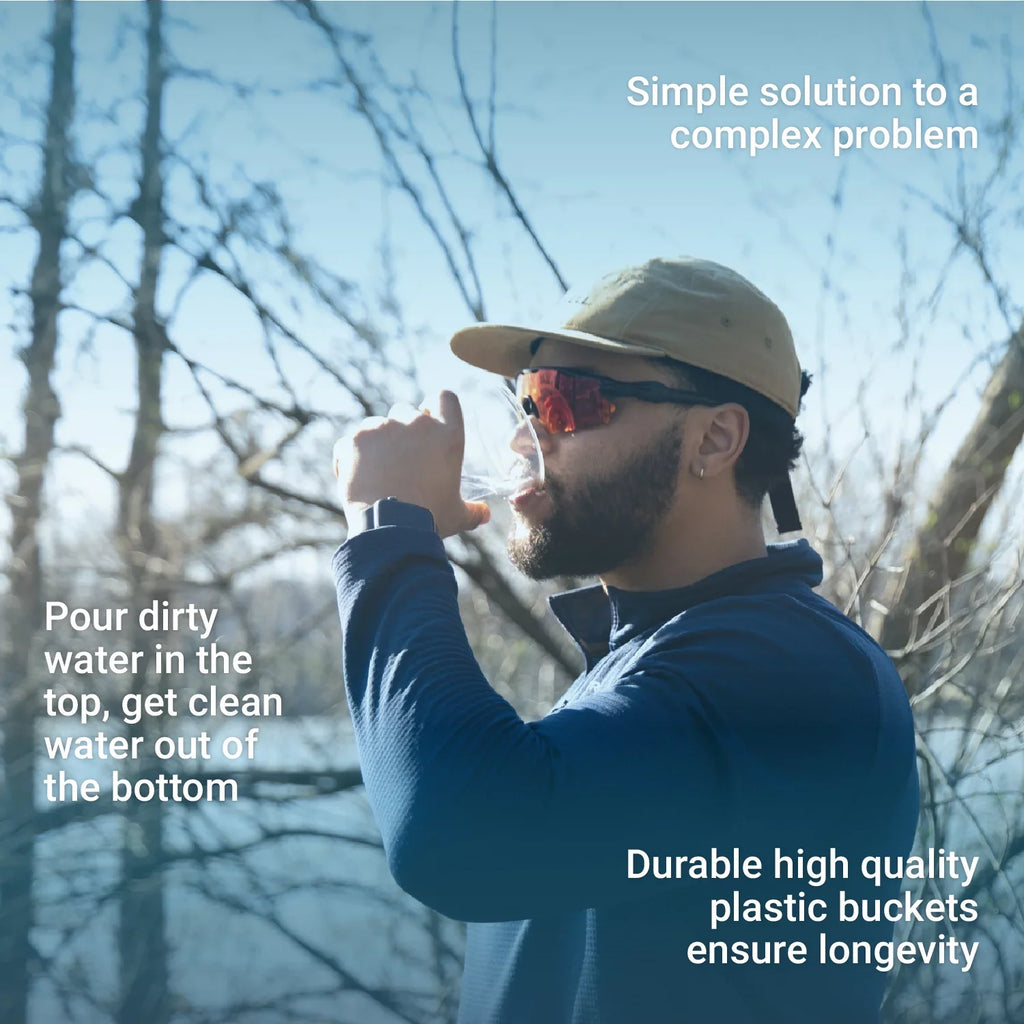 Uzima UZ-2 camping liquid filter and drinking aqua filter system,  portable travel moisture filter alternative to aqua purification systems, moisture filter for camping, backpacking, and hiking