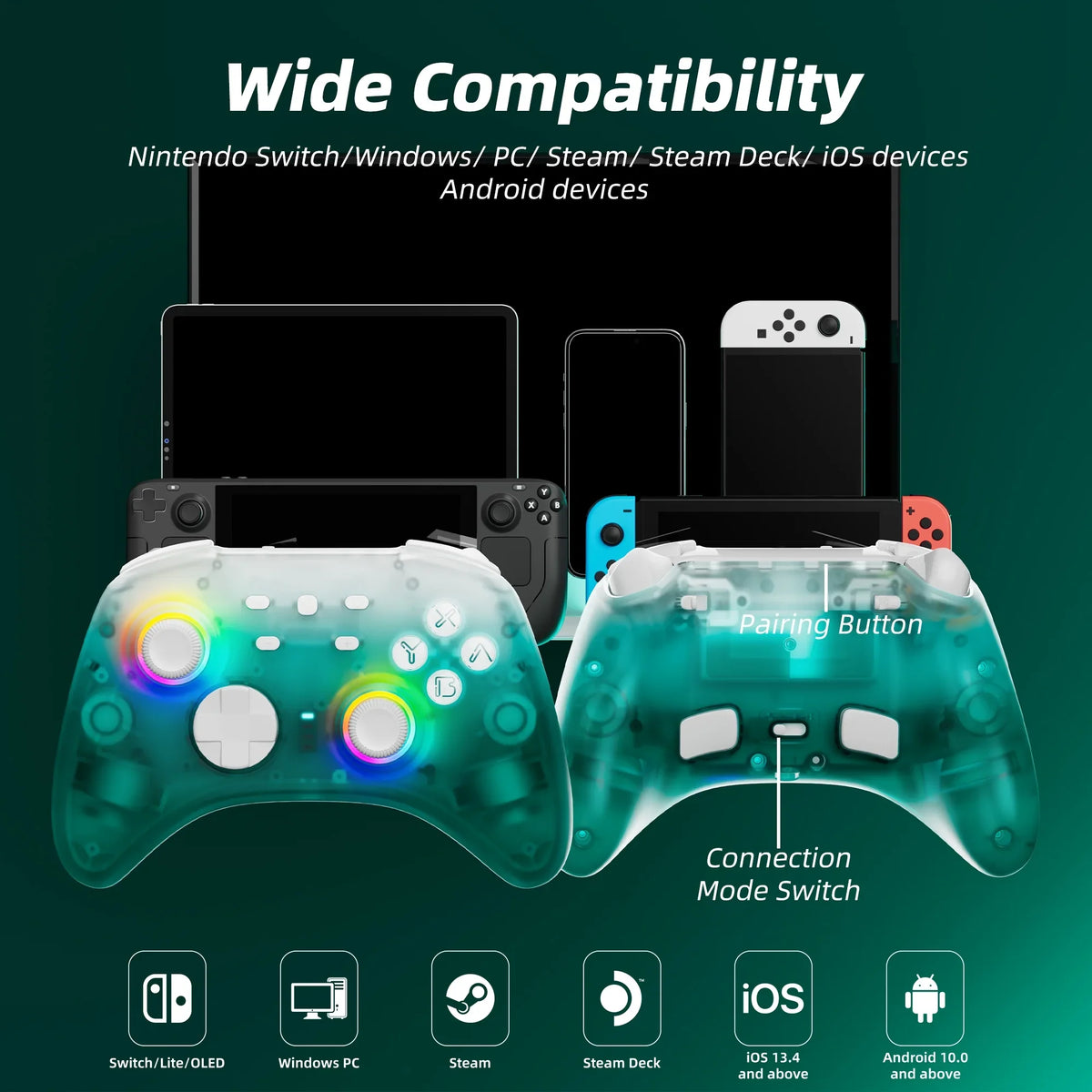 Super Mario Maker 2 Game Disc and Upgraded Switch Pro Controller for Nintendo Switch/PC/IOS/Android/Steam with Hall Effect Joysticks & Triggers Green