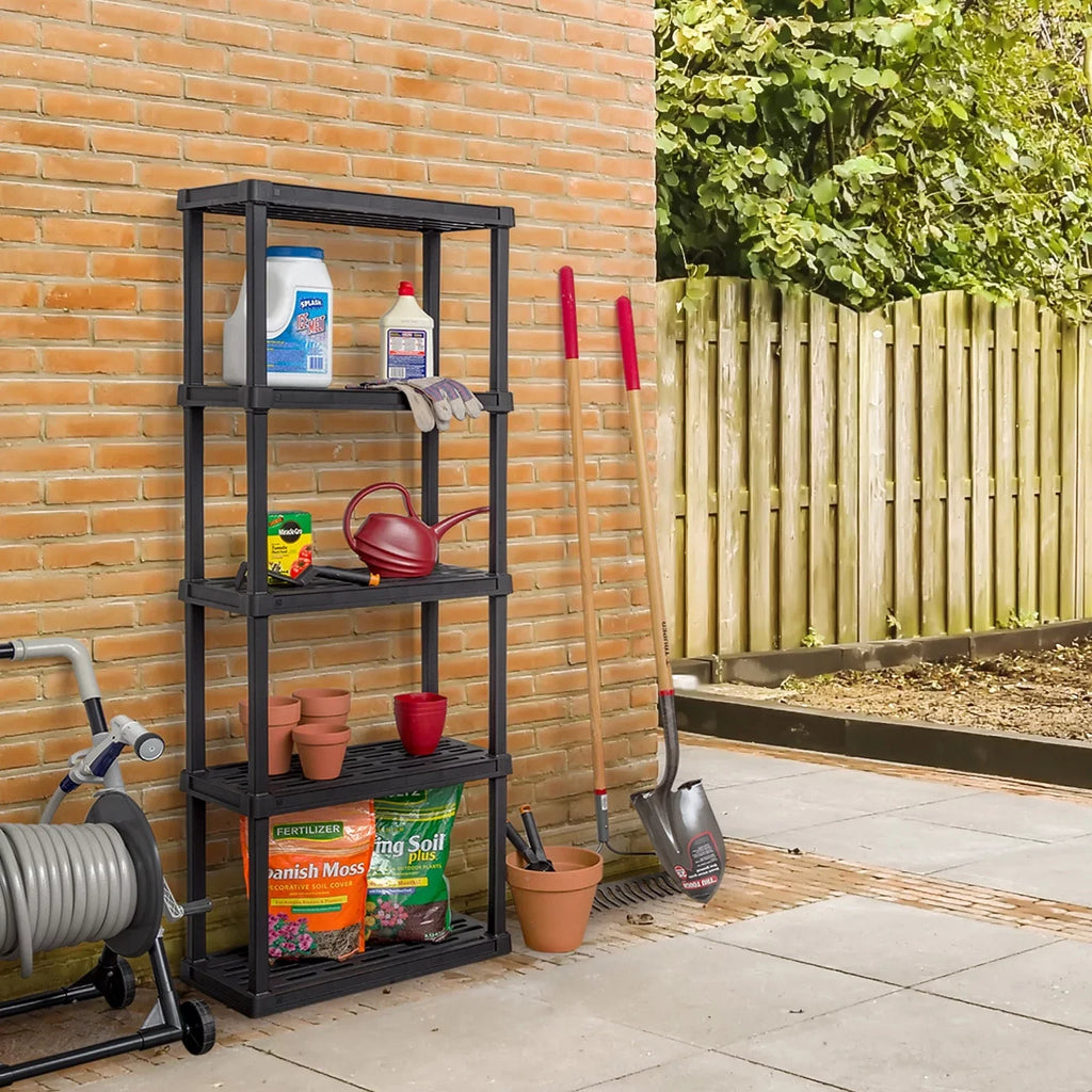 Total Capacity, Black. IRIS USA 5 -Tier Plastic Rack Storage Shelf with 200 lb