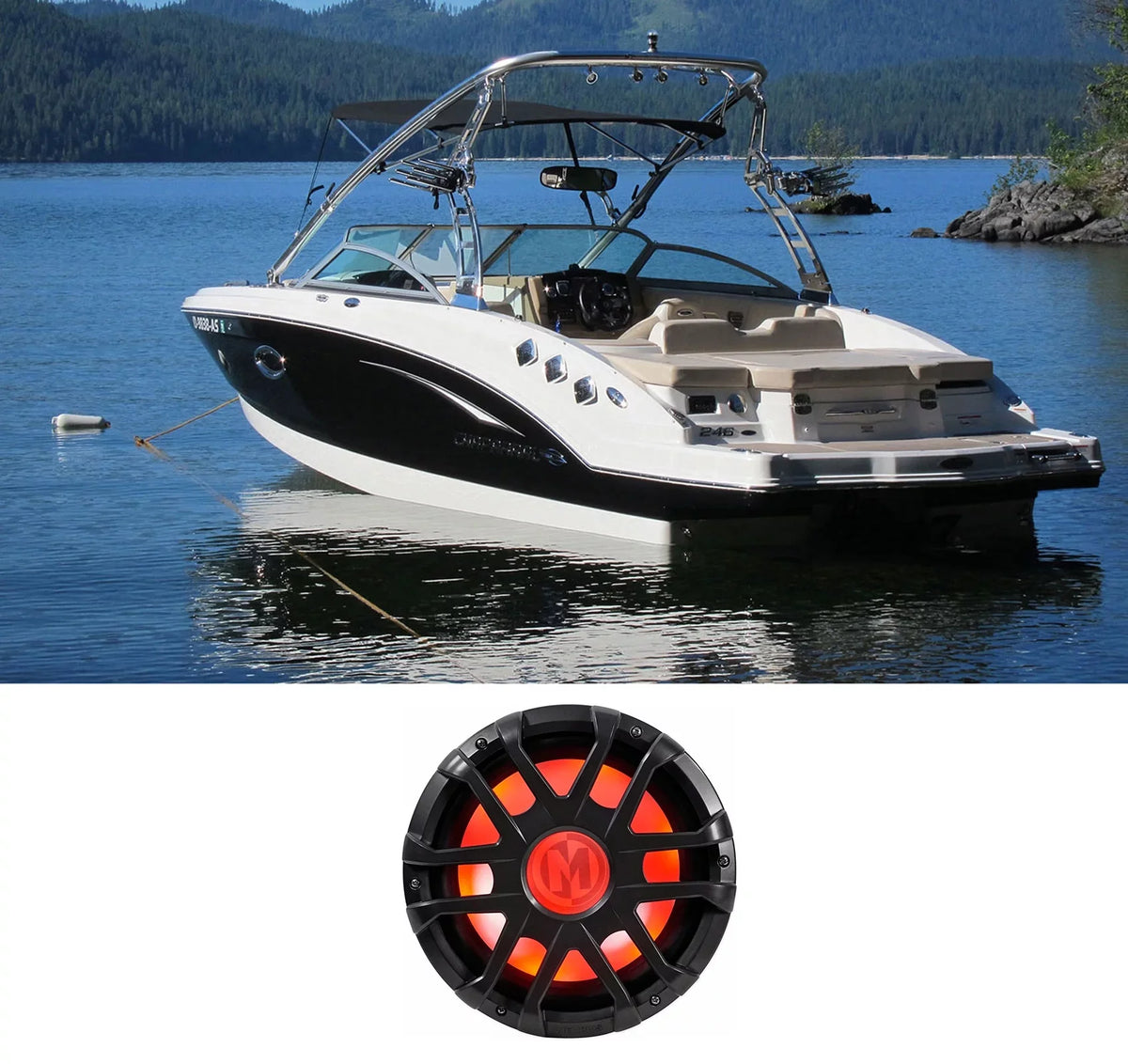 Memphis Audio MXA1044 10" 500 Watt LED Dual 4-Ohm Marine Subwoofer vessel Sub