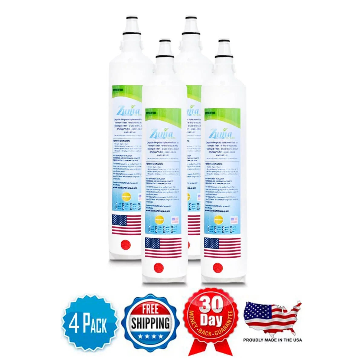 ZUMA Brand , moisture Filters , Model # ZWFZ1-RF750 , matching with Subzero® BI36RSTH - 4 Pack - Made in U.S.A.