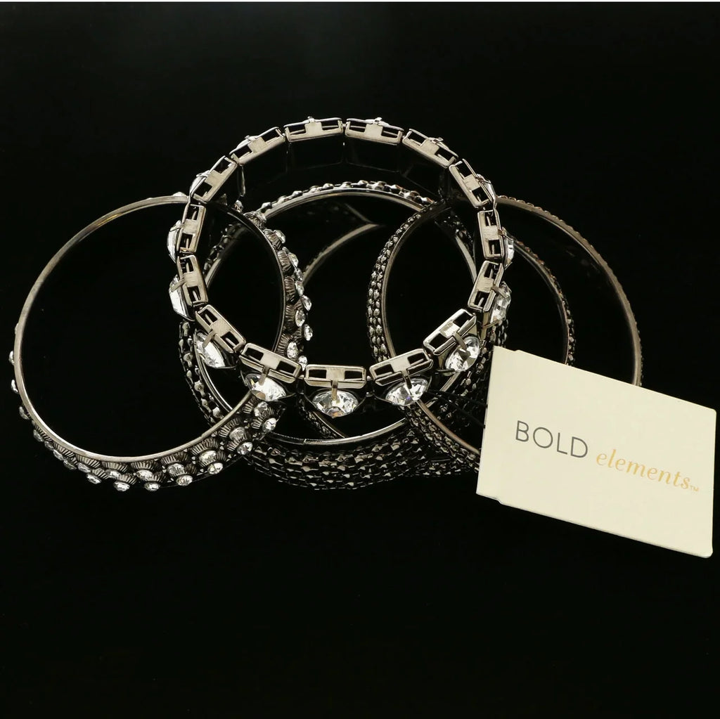 Erica Lyons Designer Bracelet Set Dark-Silver