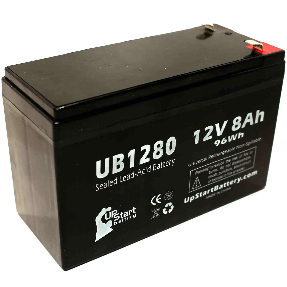 3x Pack - suitable Opti-ups 280ES Battery - Replacement UB1280 Universal Sealed Lead Acid Battery (12V, 8Ah, 8000mAh, F1 Terminal, AGM, SLA) - Includes 6 F1 to F2 Terminal Adapters