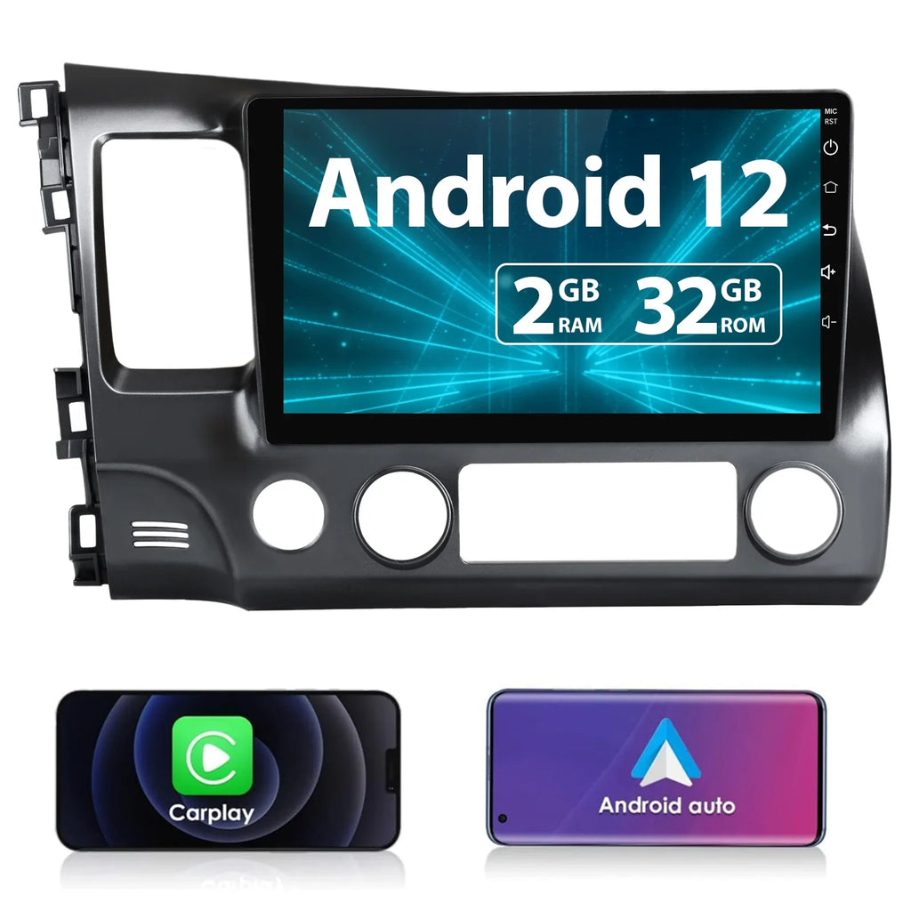 Awesafe 10 Inch Car Stereo Radio for Honda Civic 2006-2011, Android 12 with  Carplay,Android Auto Steering Wheel Control