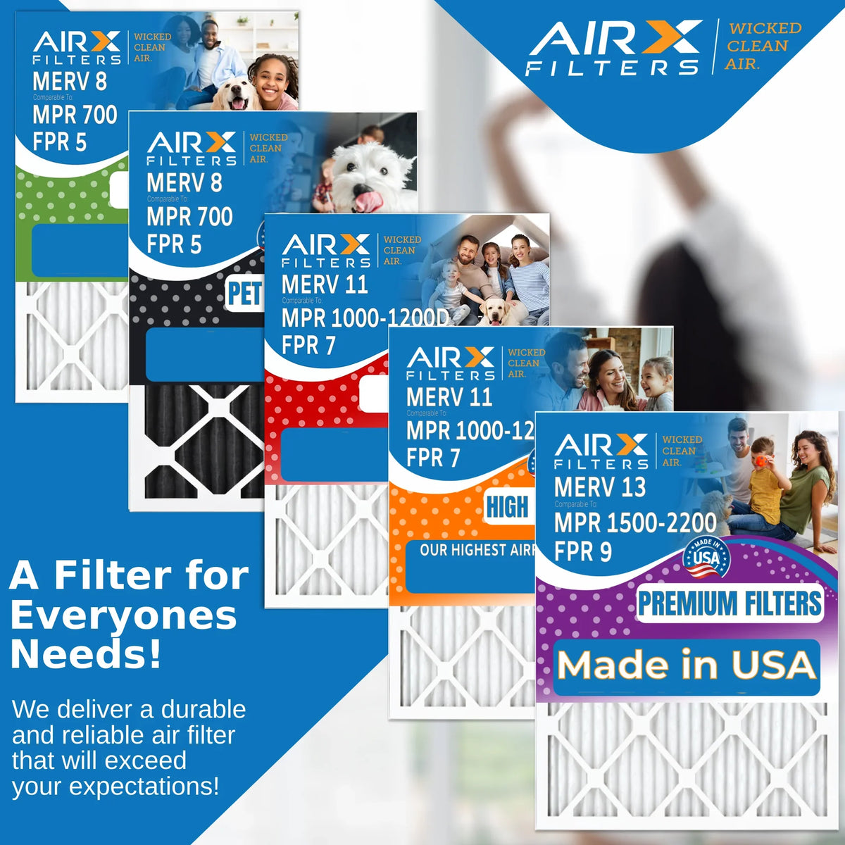 16x25x5 Air Filter MERV 11 Comparable to MPR 1000, MPR 1200 & FPR 7 suitable with Bryant Carrier FILXXCAR0016 Premium USA Made 16x25x5 Furnace Filter 2 Pack by AIRX FILTERS WICKED CLEAN AIR.