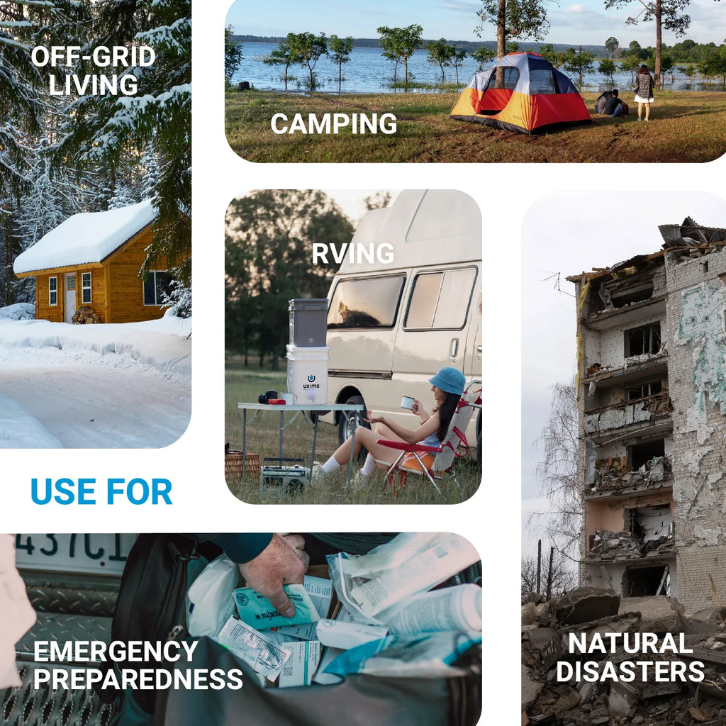 Uzima UZ-2 camping liquid filter and drinking aqua filter system,  portable travel moisture filter alternative to aqua purification systems, moisture filter for camping, backpacking, and hiking