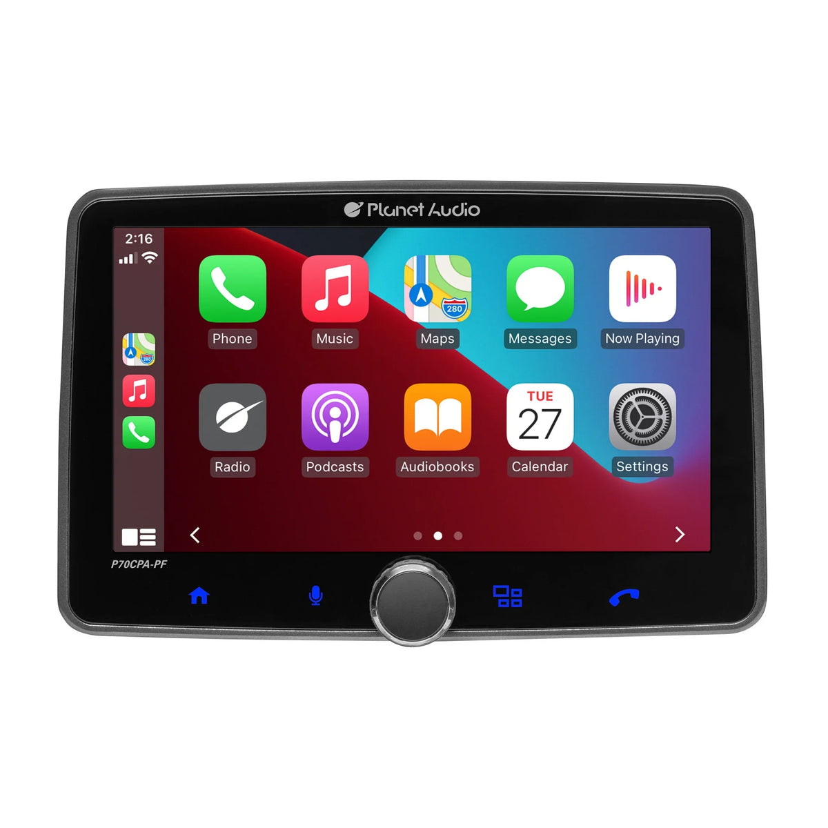 Planet Audio P70CPA-PCF Car Stereo -  CarPlay, Android Auto, Single Din, 7 Inch Touchscreen, Bluetooth, No CD DVD Player, AM/FM Radio Receiver, Backup Camera