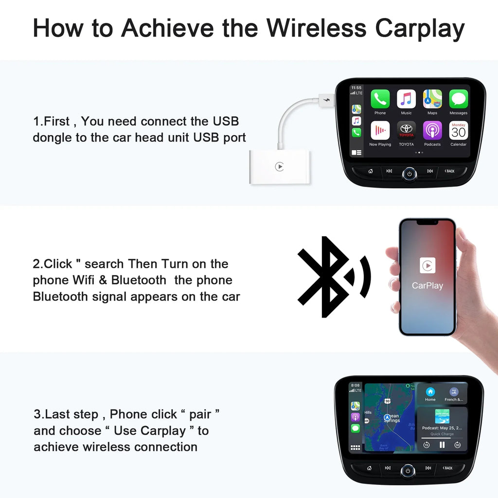 Replacement for  Wireless Carplay Adapter Dongle USB iPhone IOS Car Navigation Player