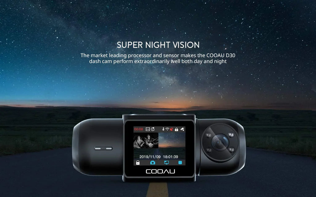 Uber Dual 1080P FHD Built-in GPS Wi-Fi Dash Cam, Front and Inside Car Camera Recorder with Infrared Night Vision,  Sensor, Supercapacitor, 4 IR LEDsG-Sensor, Parking Mode, Loop Recording (D30)