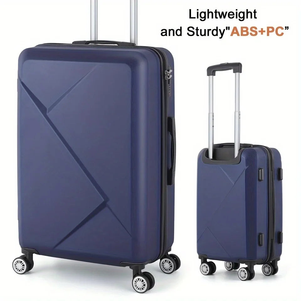 20 Inch Hardside Carry-On Luggage For Travel Business, 20-Inch Suitcase With Four Spinner Wheels And Scratch-immune Surface, Lock - Blue