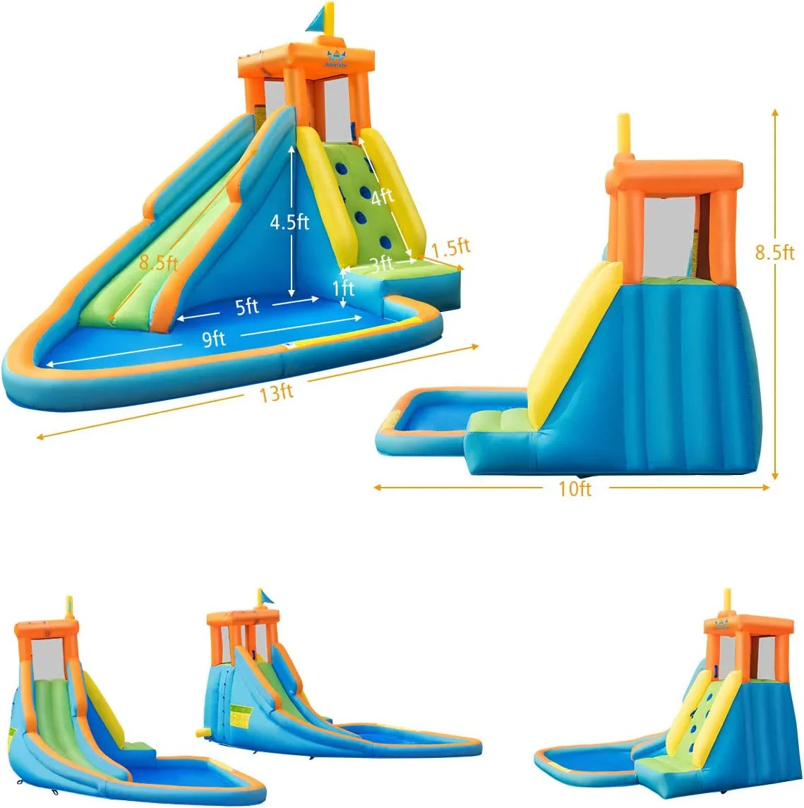 Inflatable liquid Slide, Hippo Themed moisture Slides for Kids Backyard w/Long Slide, 740w Blower, Splashing Pool, moisture Cannon, Indoor Outdoor Blow up Giant liquid Park for Big Kids and Adults