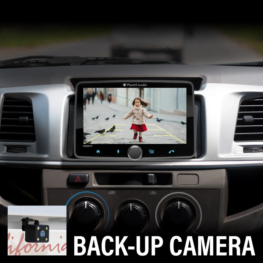 Planet Audio P70CPA-PCF Car Stereo -  CarPlay, Android Auto, Single Din, 7 Inch Touchscreen, Bluetooth, No CD DVD Player, AM/FM Radio Receiver, Backup Camera