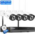 Hiseeu 5MP Wireless Security Camera System 1TB Hard Drive,4Pcs WiFi Security Camera Expandable 10CH NVR, Spotlight, IP66 Waterproof, Motion Alert, Plug&Play, 24/7 Time Record, Work with Alexa
