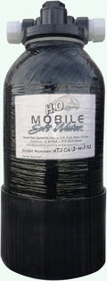 Mobile-soft-liquid 3,200 grain Portable Softener Shorty, Lead-Free NSF 61 Male GHC Tank Connections for RV and Other Tight Spaces, Day Trips and other places where soft liquid is desirable; C-style.