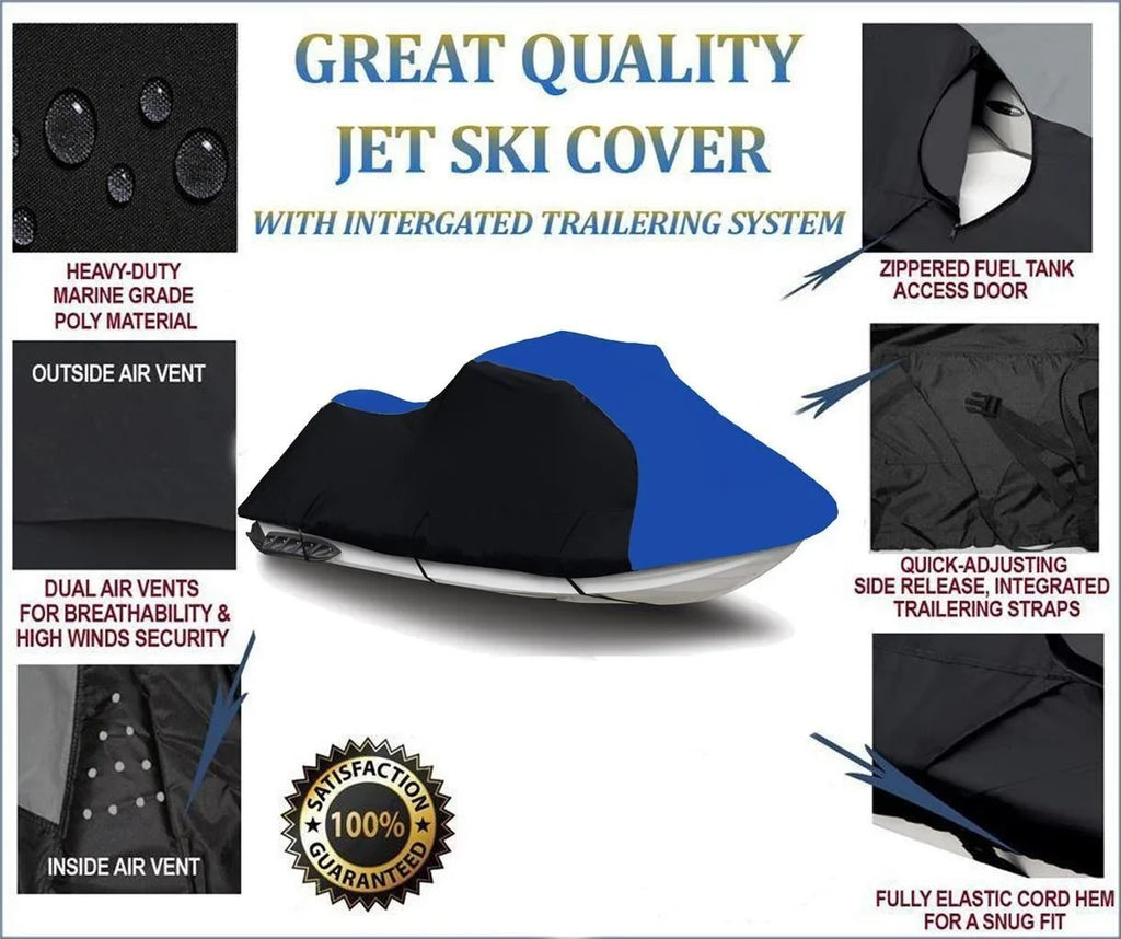 BLACK / BLUE HEAVY-DUTY, PWC 600D JET SKI shield matching for Kawasaki STX-12F / JT1200D7F 2003 2004 2005 2006 2007 2008