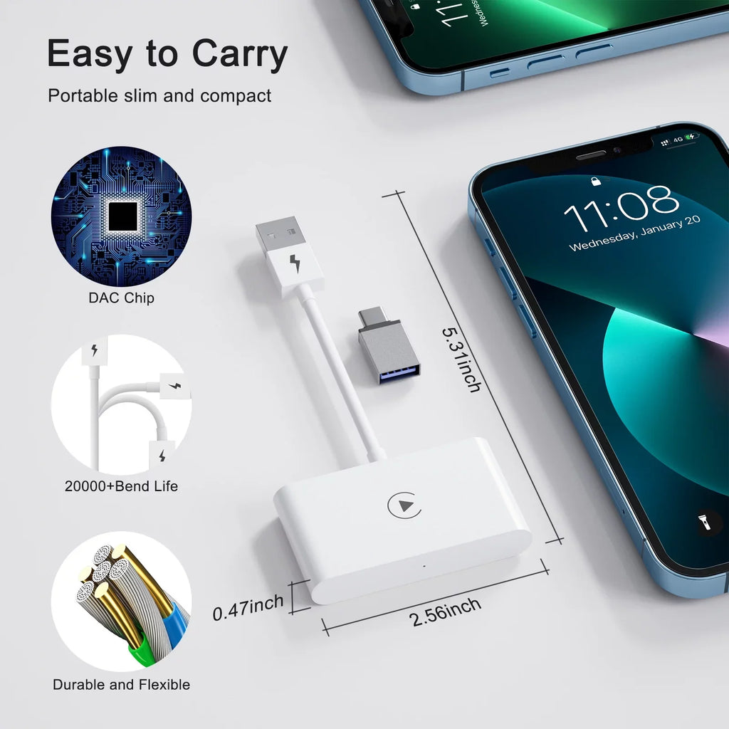 Replacement for  Wireless Carplay Adapter Dongle USB iPhone IOS Car Navigation Player