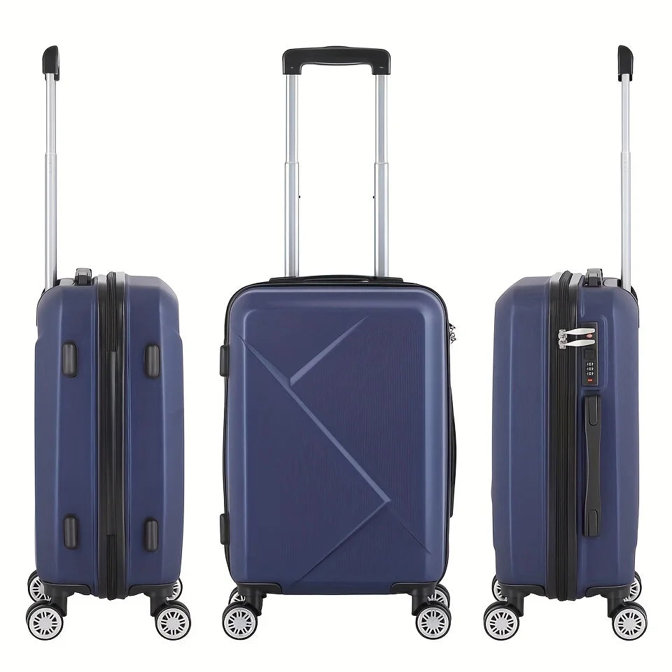 20 Inch Hardside Carry-On Luggage For Travel Business, 20-Inch Suitcase With Four Spinner Wheels And Scratch-immune Surface, Lock - Blue