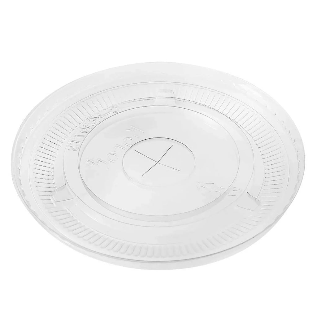 Karat C-KCL1045 PET Flat Lids 104.5mm w/ Straw Slot for 32 oz Paper & Poly Cold Cups, 600 Count