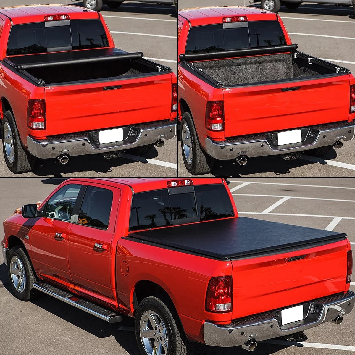 DNA Motoring TTC-RU-045 For 2005 to 2021 Nissan Frontier 5 Ft Short Bed Fleetside Vinyl Roll -Up Soft Tonneau wrap